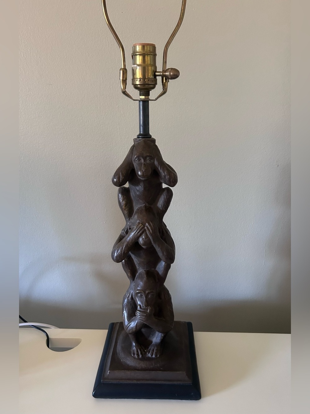 Three Wise Monkeys Table Lamp – Vintage See Hear Speak No Evil Sculpture Lamp